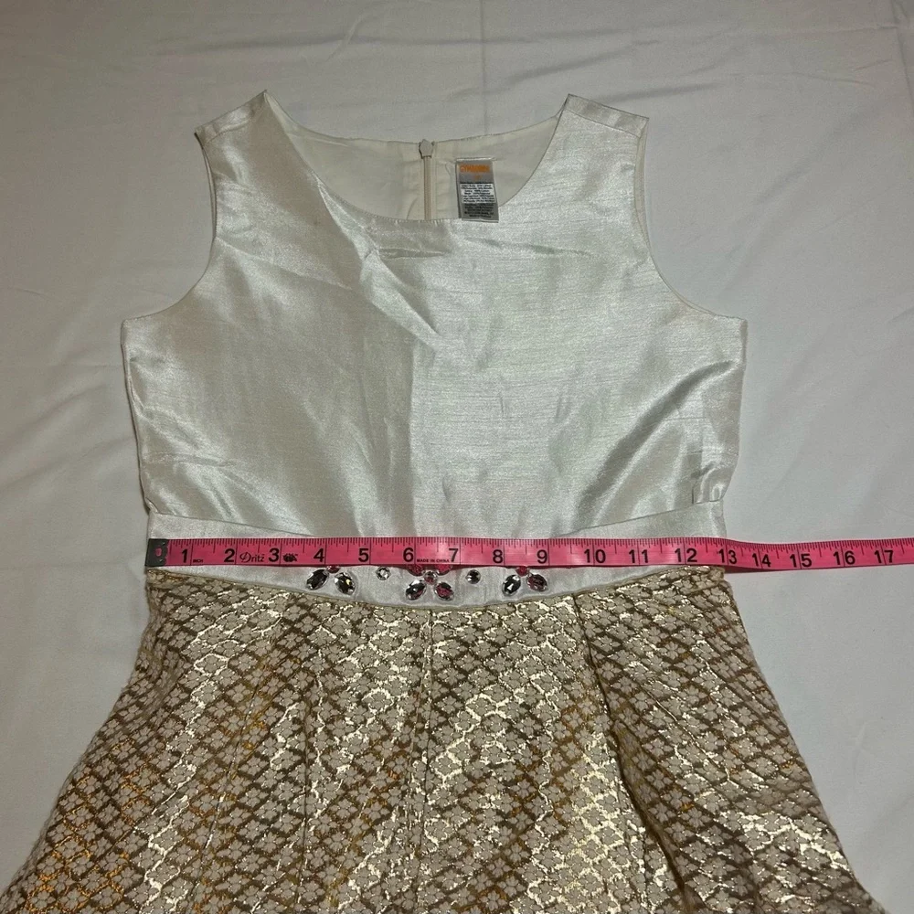 Gymboree Girls Size 12 Cream with Gold Brocade Sleeveless Formal Dress NWOT